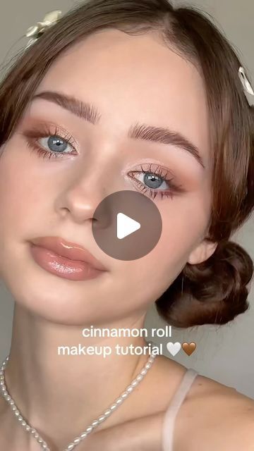 Cinnamon Roll Makeup, Cinnamon Makeup, Rose Makeup Tutorial, Unleashia Glitterpedia, Looks Like A Cinnamon Roll, Highlighter And Contour, Rose Milk Tea, Maybelline Sky High, Rosy Makeup