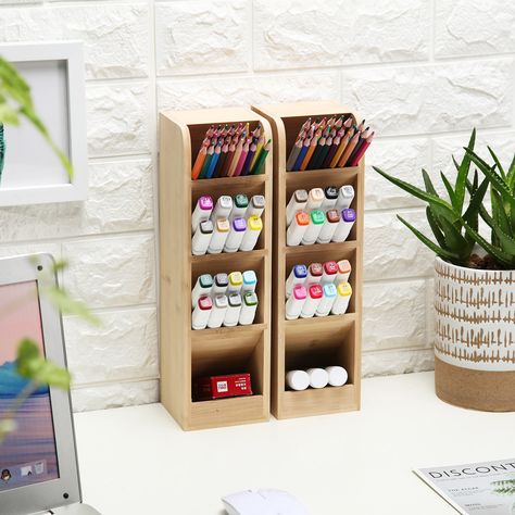 STAY ORGANIZED: For optimal office storage & organization our pencil organizer for desk accessories makes it easy to locate what you need quickly. This desktop organizer serves as a marker organizer for desktop pencil organizers and pen storage to keep work spaces arranged neatly.
NATURAL BAMBOO MATERIAL: Each wooden pencil holder is constructed from 100% naturally strong bamboo making this pen holder for desk durable and environmental friendly. Wooden Marker Holder, Wooden Pencil Holder Ideas, Diy Wood Pencil Holder, Diy Pencil Holder Desk Organizers, Diy Marker Holder, Markers Organizer, Pen Storage Diy, Diy Wooden Desk, Marker Organizer