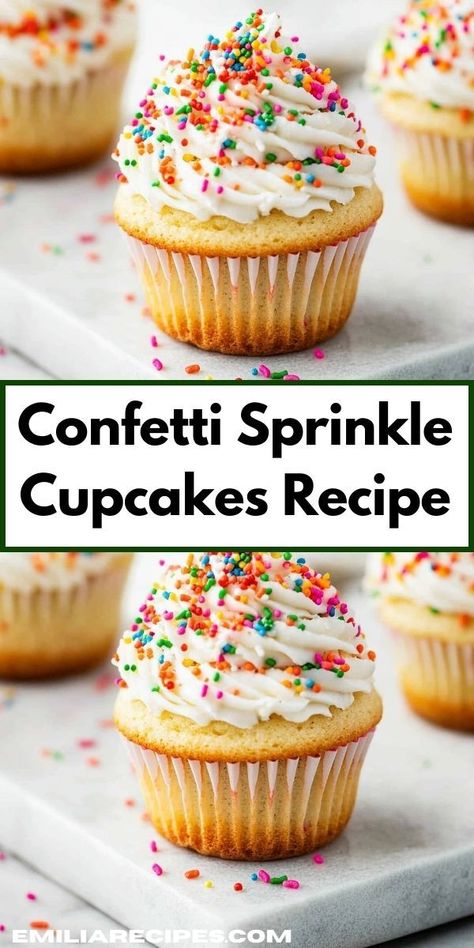 Looking for a delightful treat? This Confetti Sprinkle Cupcakes Recipe is bursting with flavor and fun! Quick to prepare, these colorful cupcakes are perfect for family gatherings or birthday parties. Sprinkles Cupcake Recipes, Fluffy Cupcakes, Confetti Cupcakes, Sprinkle Cupcakes, Colorful Confetti, Vanilla Buttercream Frosting, Cupcakes Recipe, Baking Project, Fun Treats