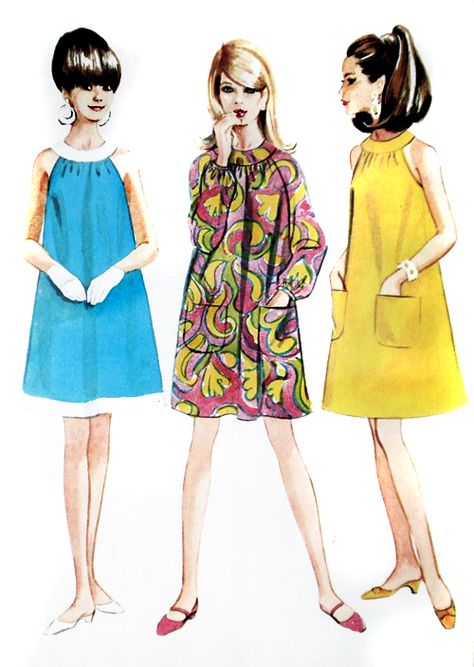 60s clothes. 60’s Fashion, Moda Hippie, 1960s Dresses, Patron Vintage, 1960 Fashion, 60s 70s Fashion, Three Girls, Robes Vintage, Fashion 1960s