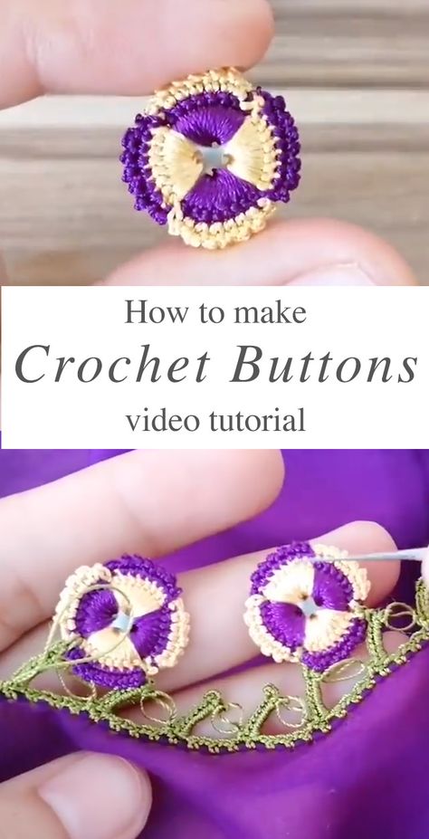 Crocheted Buttons How To Make, Crocheting With Buttons, Crochet Button Flowers, Crochet Buttons Pattern Free, Crochet Buttons How To Make, Crochet With Buttons, Crochet Button, Handmade Sweater, Crochet Buttons