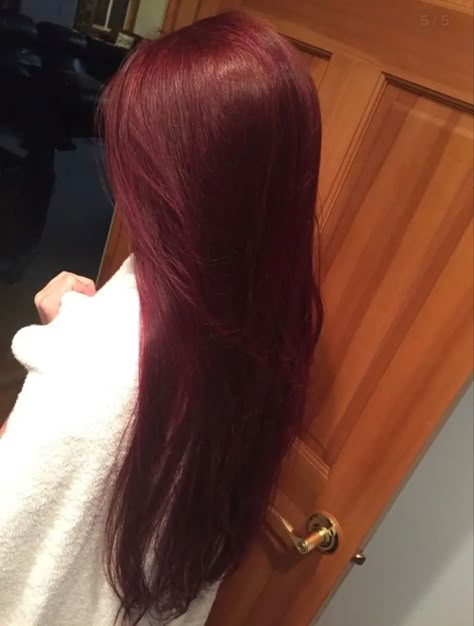 Dark Berry Red Hair, Cheery Red Hair Color, Died Red Hair, Dark Red Long Hair, Red Burgandy Hair, Dark Red Hair Aesthetic, Long Dark Red Hair, Deep Pink Hair, Highlight Hair Ideas