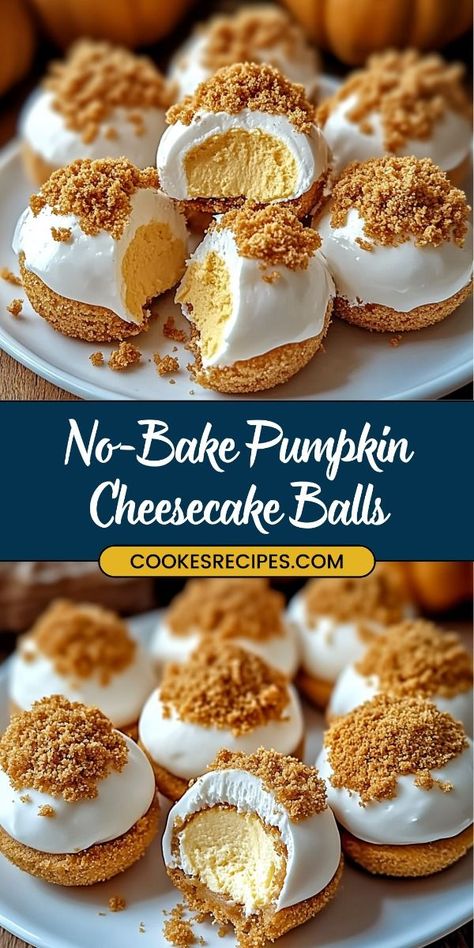 No Bake Pumpkin Cheesecake Balls, No Bake Cheesecake Balls, Pumpkin Cheesecake Balls, Graham Cracker Dessert, Cracker Dessert, Cheesecake Balls, Easy Pumpkin Dessert, Bake Pumpkin, No Bake Pumpkin Cheesecake