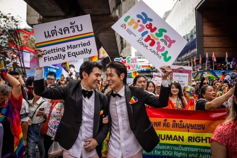 Bangkok Pride Festival Celebrates LGBTQ Community Marriage Registration, Pride Festival, Sports Magazine, Love Cover, Marriage Equality, Marriage Certificate, Health Business, History Of Science, Pride Parade