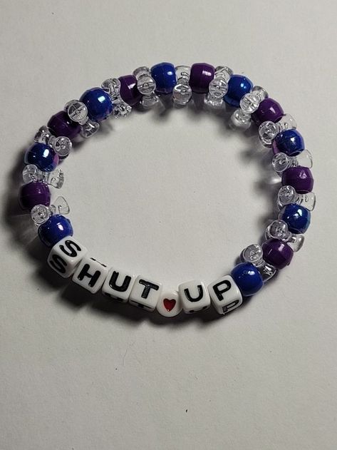 Kandi Bracelets Ideas Words, Big Beads Bracelets, Beaded Bracelets Funny, Emo Bracelet Ideas, Rave Bracelets Ideas, Kandi Ideas Singles, Bracelet Ideas Pony Beads, Kandi Bracelets Ideas, Kandi Singles Ideas