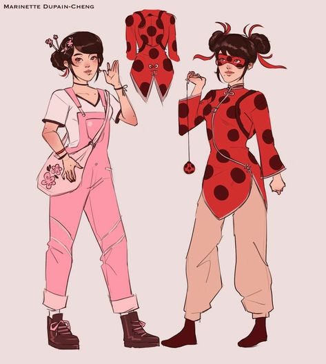 Miraculous Ladybug Redesign, Mlb Redesign, Miraculous Redesign, Ladybug Redesign, Miraculous Costume, Ladybug Outfits, Dibujos Anime Chibi, Ladybug Art, Miraculous Ladybug Oc