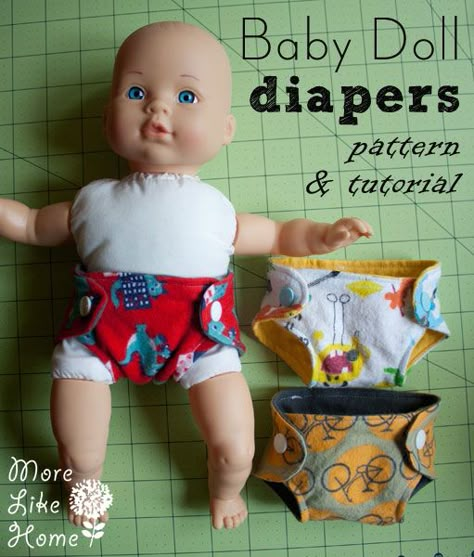 Baby Doll Diapers {pattern & tutorial} Baby Doll Clothes Patterns, Doll Carrier, Baby Doll Pattern, Sewing Doll Clothes, Baby Doll Accessories, Baby Doll Clothes, Doll Sewing Patterns, Baby Diy, Bitty Baby