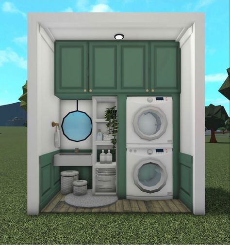 Bloxburg Laundry Room Ideas, Cute Laundry Room, Mansion Bloxburg, Blocksburg Room Ideas￼, Bloxburg House Ideas 2 Floor, Bangunan Minecraft, House Decorating Ideas Apartments, Small House Layout, Simple Bedroom Design