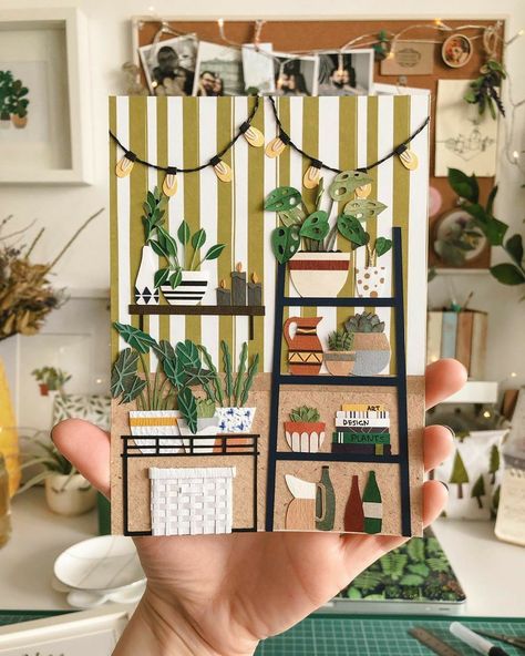 Craft Workspace, Poster Handmade, Big Poster, Workspace Ideas, Artist Ideas, Plant Goals, Green Jungle, Paper Cutout Art, Paper Plants