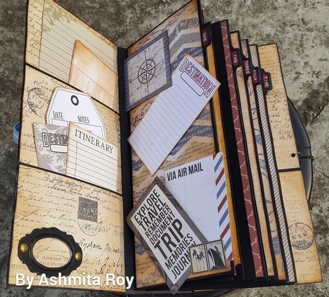 Crafters Corner : Travel Junk Journal - What and how My style!! Travel Junk Journal, Journal Pockets, Tags Ideas, Aviation Theme, Diy Travel Journal, Journal Tags, Jewelry Frames, Atc Cards, Vintage Suitcase