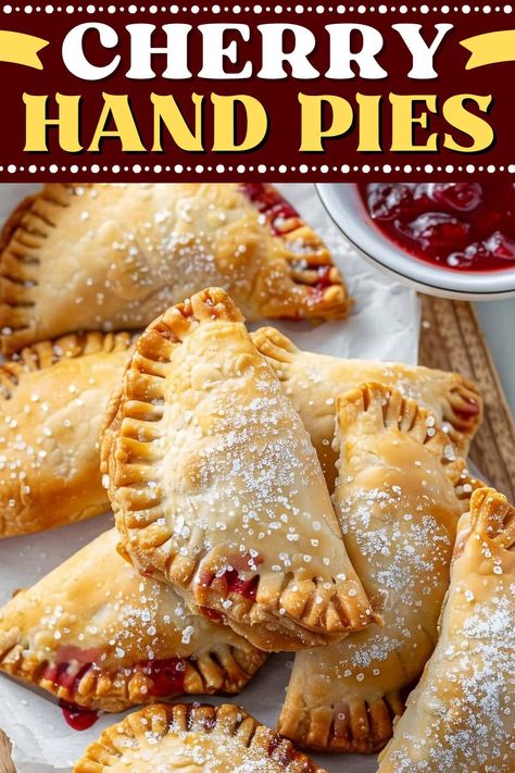 Thanks to the store-bought pie crust and a can of pie filling, these buttery, sweet cherry hand pies come together in just 30 minutes! Cherry Pie Empanadas, Pioneer Woman Cherry Pie, Cherry Fried Pies Easy, Cherry Pie Pastry, Cherry Pie Filling Uses, Diy Cherry Pie Filling, Cherry Pie Tarts, Sweet Hand Pies, Crescent Roll Cherry Pie Filling