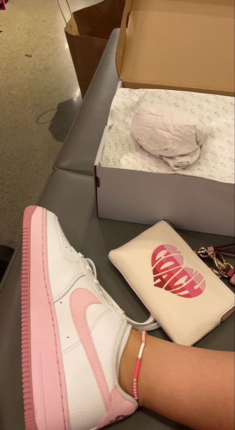 Pink Nike Air, Pink Nike, Pink Nikes, Air Force Sneakers, Dream Shoes, Nike Air Force Sneaker, Air Force 1, Nike Air Force, Air Force