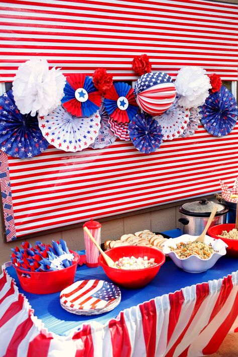 Patriotic Red White and Blue Party | Jordan's Easy Entertaining Blue Party Outfit, Citizenship Party, Red White And Blue Party, White And Blue Party, Hosting Events, Baby Baker, Fourth Of July Crafts For Kids, American Party, Party Outfit Ideas