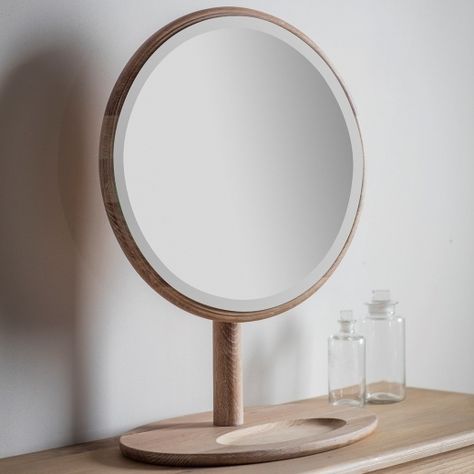 Round Dressing Table, Table Top Mirror, Room Mirrors, Designer Bedroom, Beveled Edge Mirror, Oak Table Top, Oak Bedroom Furniture, Stella Maris, Bedroom Mood Board