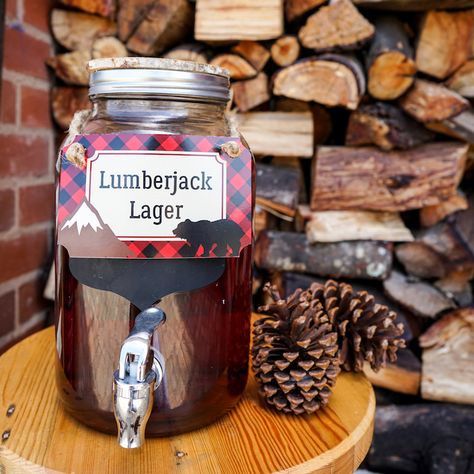 Lumberjack Lager from a Little Lumberjack Birthday Party on Kara's Party Ideas | KarasPartyIdeas.com (14) Lumberjack Snacks, Lumberjack Birthday Party, Lumberjack Baby Shower, Lumberjack Baby, Lumberjack Birthday, Lumberjack Party, Camping Birthday Party, Party Labels, Woodland Birthday