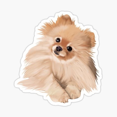 Dog Stickers | Redbubble Digital Portrait Illustration, Cute Pomeranian, Stickers Kawaii, 강아지 그림, Art Painting Gallery, Pomeranian Puppy, Dog Stickers, Animal Stickers, Dog Drawing