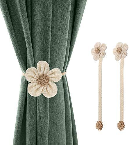 Loiahoer 2 Pcs Curtain Tiebacks,Leaf Curtain Tie Backs Hooks Clip Rope Holder Buckle Handmade Weaving Bohemian Tassel Holdbacks,Curtains Decoration for Home/Living Room/Bedroom/Office/Bathroom,Beige : Amazon.co.uk: Home & Kitchen Boho Style Curtains, Knitted Cord, Rope Tie Backs, Farmhouse Style Curtains, Curtain Rope, Handmade Curtains, Accessories For Home, Magnetic Curtain, Flower Curtain