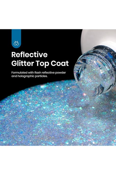 Beetles Glitter Gel Top Coat-15ml Reflective Galaxy Flakes Halo Top Coat Gel Nail Polish High Glossy Long Lasting Clear Nail polish Soak Off UV Gel Nail for Sparkle Nail Manicure Holiday Party Nails, Nail Tip Shapes, Interview Nails, Fall Wedding Nails, Glitter Top, Gel Top Coat, Party Nails, Dry Nails, Vacation Nails