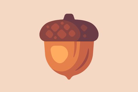 Acorn on Behance Acorn Reference, Acorn Aesthetic, Acorn Illustration, Geometrical Prints, Acorn Drawing, Acorn Art, Fall Graphic, Graphic Design Illustration Adobe Illustrator, Flat Design Illustration