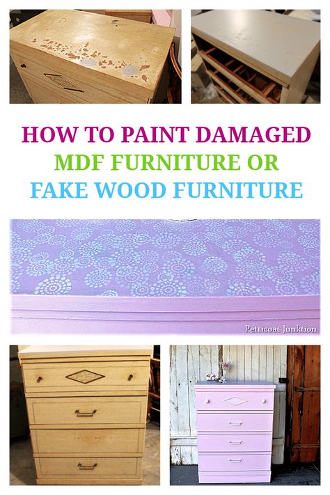 Painting Engineered Wood Furniture, Refinishing Particle Board Furniture, Mdf Furniture Makeover, How To Paint Mdf Furniture, How To Paint Veneer Furniture, Painting Mdf Furniture, How To Paint Fake Wood Furniture, Paint Fake Wood Furniture, Paint Mdf Furniture