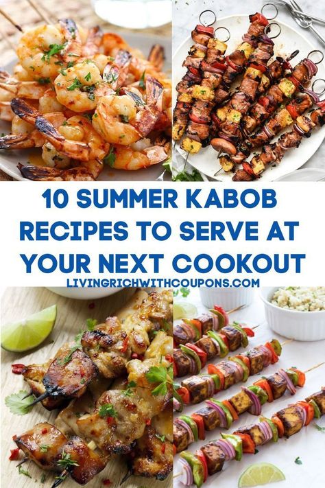 Take your summer BBQ to the next level with one of these  delicious summer kabob recipes!  So many ideas and options--you'll have the best cookout on the block.  #summerkabobrecipes #grilling #kabobs Summer Kabobs, Chicken Pineapple Kabobs, Pineapple Kabobs, Chicken Pineapple, Summer Bbq Recipes, Cookout Side Dishes, Summer Barbeque, Bbq Side Dishes, Grilled Dinner