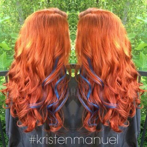 Red And Blue Hair, Red Hair Inspo, Polished Hair, Blue Tips, Boring Hair, Goddess Hairstyles, Red Copper, Copper Hair, Hair Inspiration Color