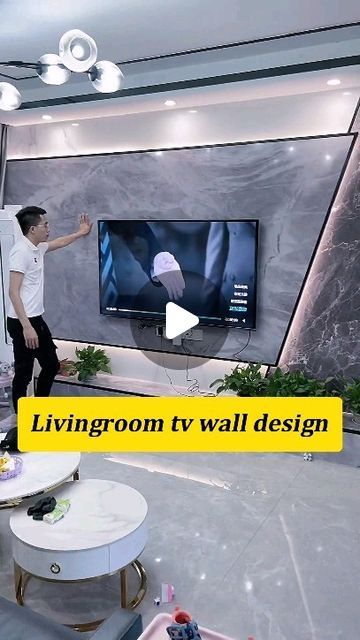 Alead Trendeurope | Living room rock slab TV wall installation #tvwall #homedecor #art #buildingmaterials #interiordesign #wallboard #harmercoverings... | Instagram Tv Wall Installation, Wall Unit Designs, Ad Home, Tv Wall Design, Wall Board, Tv Wall, Wall Unit, Building Materials, Design Element