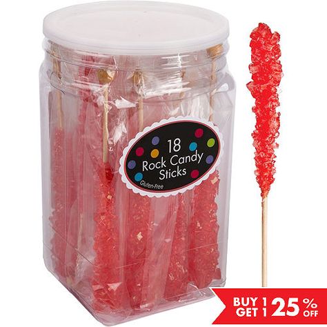 Red Rock Candy Sticks 18pc Pink Rock Candy, Red Candy Buffet, Pink Candy Buffet, Rock Candy Sticks, Yellow Candy, 13th Birthday Party, Orange Candy, Barbie Birthday Party, Pink Birthday Party