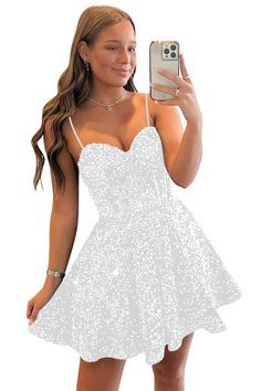 Freshman Hoco Dresses, Prom Dress With Pockets, Dress Short Prom, Homecoming Dresses For Teens, Homecoming Dress Short, Sequin Homecoming Dress, Dress Glitter, Cute Homecoming Dresses, Evening Mini Dresses