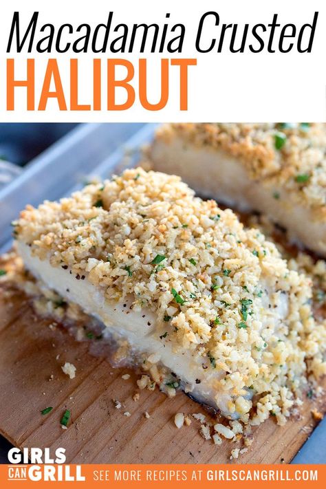 crusted fish filet on cedar plank Grilled Halibut Recipes, Crusted Halibut, Halibut Recipe, Carb Friendly Recipes, Big Green Egg Recipes, Grilled Halibut, Green Egg Recipes, Halibut Recipes, Hawaii Food