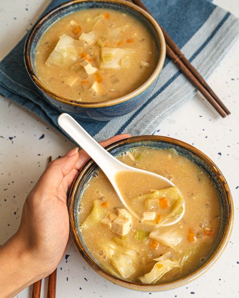 Miso Cabbage Soup Recipe - The Edgy Veg Miso Cabbage, Soup With Cabbage, Edgy Veg, Cabbage Soup Recipe, Miso Recipe, Miso Soup Recipe, Cooking Onions, Asian Soup, Savory Soups