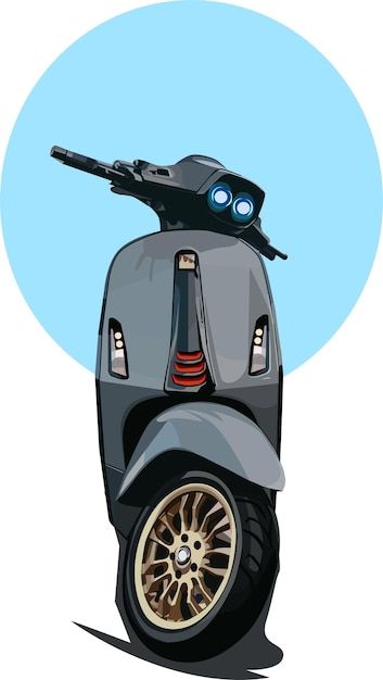 Cartoon Motorcycle Art, Vespa Vector Design, Motor Cartoon, Vespa Cartoon, Vespa Vector, Vector Motor, Cartoon Motorcycle, Motorized Scooter, Vespa Illustration