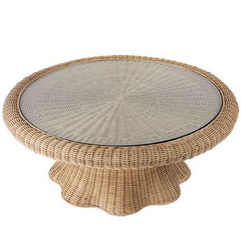 Sunny Scallop Rattan Coffee Table, Natural Family Sitting Room, Coffee Table Light, Rattan Coffee Table, Pool Backyard, Coffee Tables For Sale, Coffee Table Wayfair, Woven Rattan, Kiln Dried Wood, Table Light