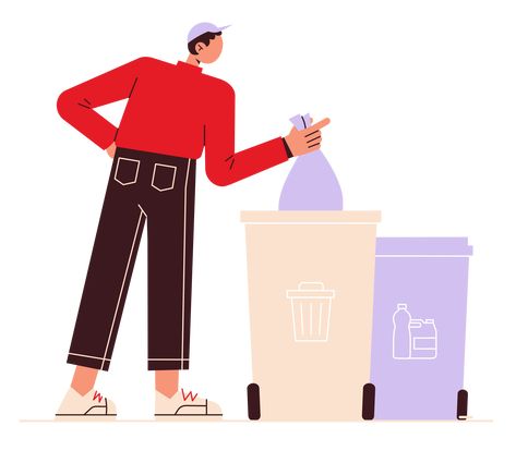 Bin Illustration, Trash Illustration, Waste Illustration, Recycling Illustration, Trash Sorting, Illustration Man, Waste Recycling, Pick Up Trash, Rubbish Bin