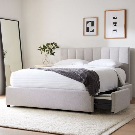 A Bestselling Bed: Emmett Side Storage Bed Storage Bed King, Bed Aesthetic, Storage Bed Queen, Bed King, Tufted Bed, Bed Queen, Dreams Beds, Small Room Bedroom, Upholstered Platform Bed