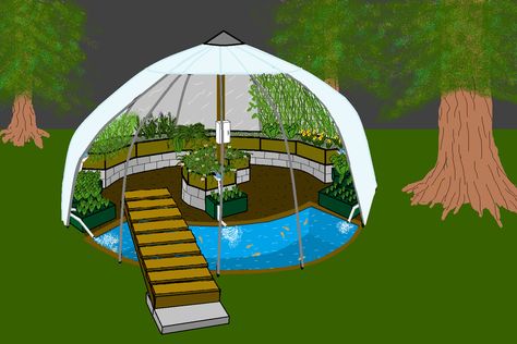 Vaulted Dome Aquaponics Greenhouse Design - Instructables Aquaponics Greenhouse, Greenhouse Design, Backyard Aquaponics, Green House Design, Aquaponics Diy, Aquaponic Gardening, Aquaponics System, Build Your Own House, Diy Greenhouse