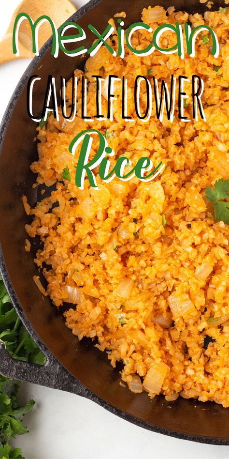 If you are looking for the perfect low carb mexican side dish this Mexican Cauliflower Rice is perfect! Side Dish For Tacos, Cauliflower Mexican Rice, Mexican Cauliflower Rice, Mexican Cauliflower, Cauliflower Rice Recipe, Low Carb Rice, Mexican Side Dishes, Low Carb Mexican, Cauliflower Rice Recipes