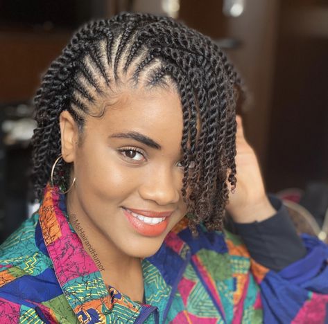 Nature Twist Hairstyles, Singlesese Twist, Twist And Cornrow Hairstyles, Series Hairstyles For Black Woman, Black Protective Hairstyles Braids Short, Twisting Hairstyles For Natural Hair, Twist Hairstyles With Natural Hair, Twist Out On Natural Hair Short, Natural Hair Twist Out Short