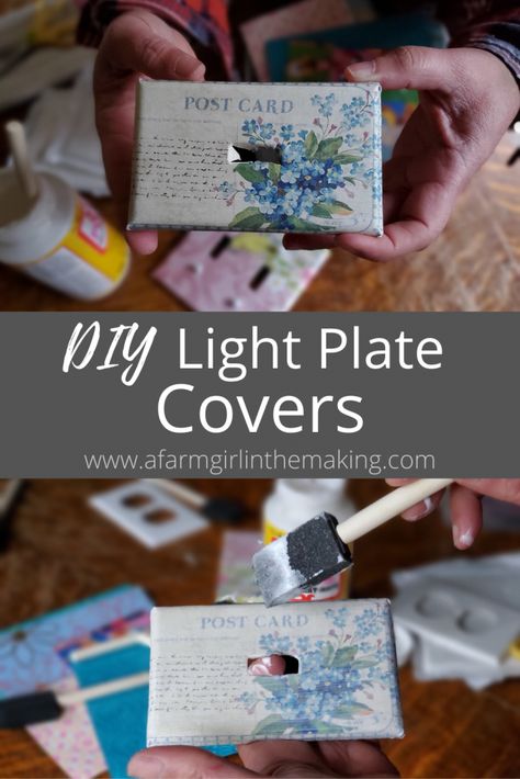 Diy Outlet Covers, Plate Covers Diy, Diy Light Switch, Light Switch Covers Diy, Light Plate Covers, Decorative Light Switch Covers, Decorative Switch Plate, Electrical Outlet Covers, Wrapped Lights