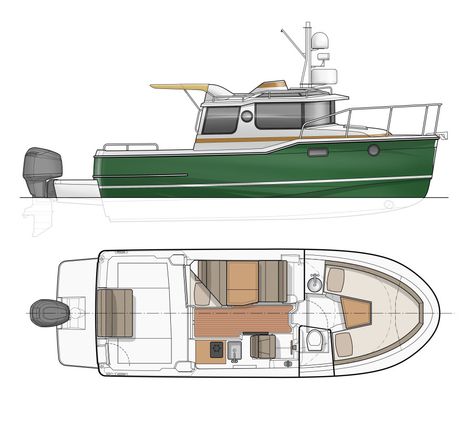 Ranger Tug 2016 R23, maybe a more "affordable" option or more manageable? Bed Building Plans, Houseboat Plans, Ranger Tugs, Mini Yacht, Trawler Boats, Motor Cruiser, Liveaboard Boats, Boat Bed, Boat Illustration