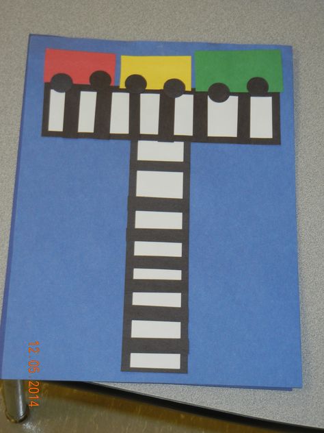 T is for Train and Track Preschool Letter T, T Is For Train, Letter T Crafts, Trains Preschool, Prek Art, Train Crafts, Prek Crafts, Alphabet Crafts Preschool, Abc Crafts