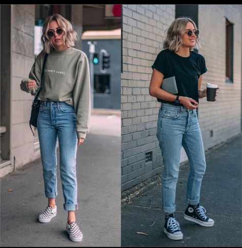 High Top Converse Jeans Outfit, Loose Jeans Outfit Casual Women, Tshirt Jeans Outfit Casual Women, Jeans Converse Outfit, Casual Outfit Jeans, American Outfits, Hot Day Outfit, Straight Jeans Outfit, Jeans And T Shirt Outfit