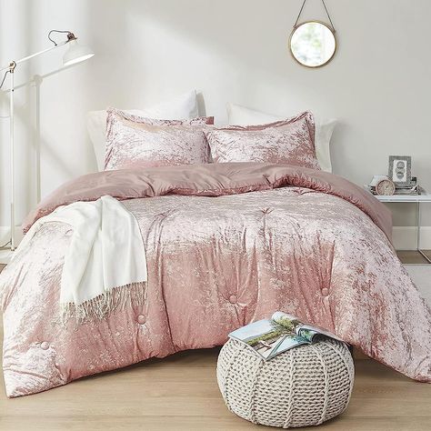 Amazon.com: Comfort Spaces Juliette Luxe Comforter Set Velvet Lush with Soft Brushed Microfiber Reverse, All Season Cozy Velvet Bedding Sets, Fluffy Comforter Bed Set, Matching Sham, Blush King 3 Piece : Home & Kitchen Comforters Teen, Cozy Bedding Sets, Fluffy Comforter, Velvet Comforter, Pink Comforter, Velvet Bedding Sets, Twin Xl Comforter, Fluffy Bedding, Bed Comforter Sets