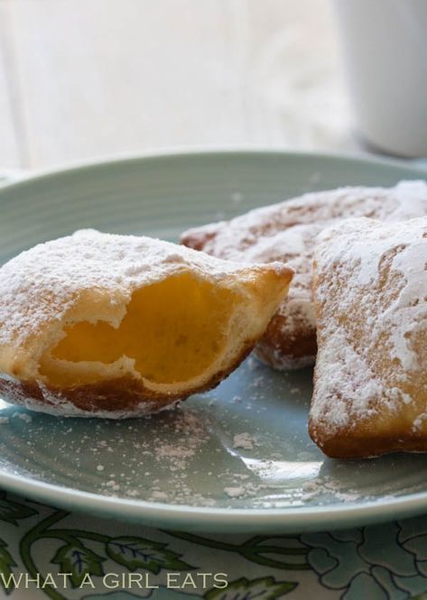 Easy Homemade Beignets Recipe | WhatAGirlEats.com Homemade Beignets, New Orleans Beignets, Beignet Recipe, Cajun Creole Recipes, Creole Recipes, Doughnut Recipe, Happy Food, Happy Foods, Good Morning Sunshine