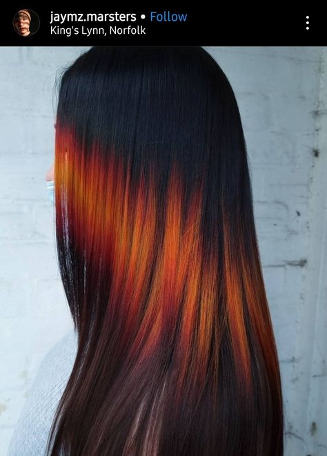 Burning Embers, Black To Blonde Hair, Color Block Hair, Black Red Hair, Beauty Makeover, Hair Color Crazy, Dye My Hair, Hair Inspiration Color, Orange Hair