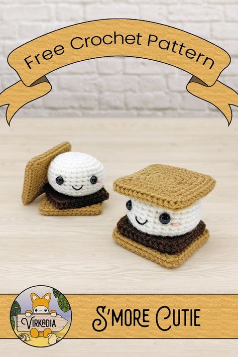 FREE crochet pattern available NOW! |🍫 S’more Cutie 🍫| Part 2 of 2 in the Camp Cuties collection! Laughter carrying across a campfire, the hurried blowing when your marshmallow goes up in flame, and the warm dripping of melted chocolate escaping down your fingers — give your tastebuds one last summer treat with our new s’more amigurumi pattern. Marshmallow Crochet Pattern, S'more Crochet Pattern, Crochet Marshmallow Pattern, Crochet Smores Pattern Free, Smores Crochet, Free Fast Crochet Patterns, Crochet Smores, Plush Amigurumi Free Pattern, Crochet Summer Ideas