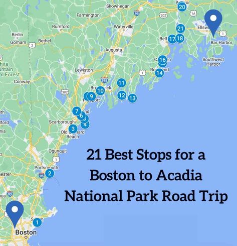 21 Best Stops for a Boston to Acadia National Park Road Trip Maine Road Trip, Massachusetts Travel, New England Road Trip, East Coast Travel, East Coast Road Trip, Maine Vacation, Maine Travel, New England Travel, Maine Coast