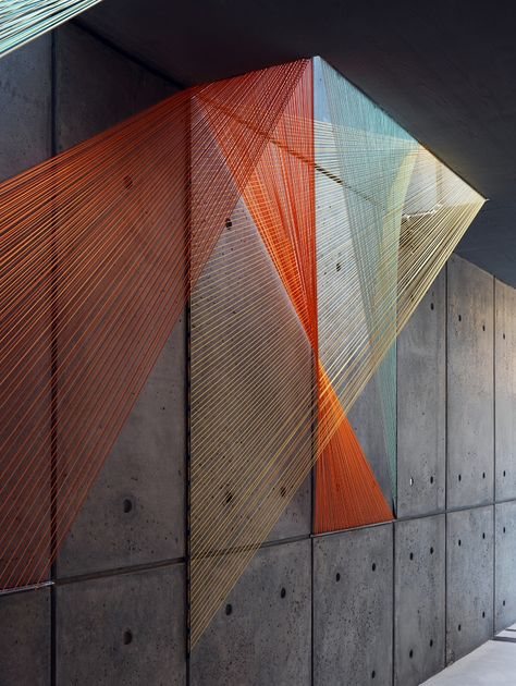 Playful Rope Installation Adds Multifaceted Color to Gray Concrete Space - My Modern Met String Installation, Magical Spaces, H.r. Giger, Building Images, Thread Art, Public Art, Modernism, String Art, Optical Illusions