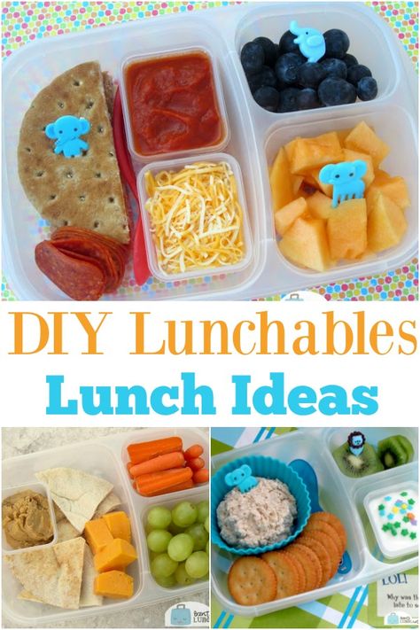 Instead of going to the store, make your own lunchables with your kids' favorite food ideas! #schoollunch #bentolunch Make Your Own Lunchables, Home Made Lunchables Kids, Homemade Lunchables Kids, Diy Lunchables Kids, Lunchables Diy For Kids, Pizza Lunchable Diy, Frog Snacks, Lunchables Diy, Lunchable Ideas