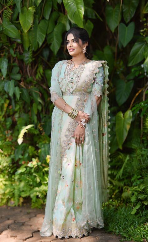 Green Saree Look, Telugu Saree, Pastel Green Saree, Bangalore Wedding, Engagement Saree, Reception Saree, Lehenga Saree Design, Indian Bridal Sarees, Wedding Saree Blouse